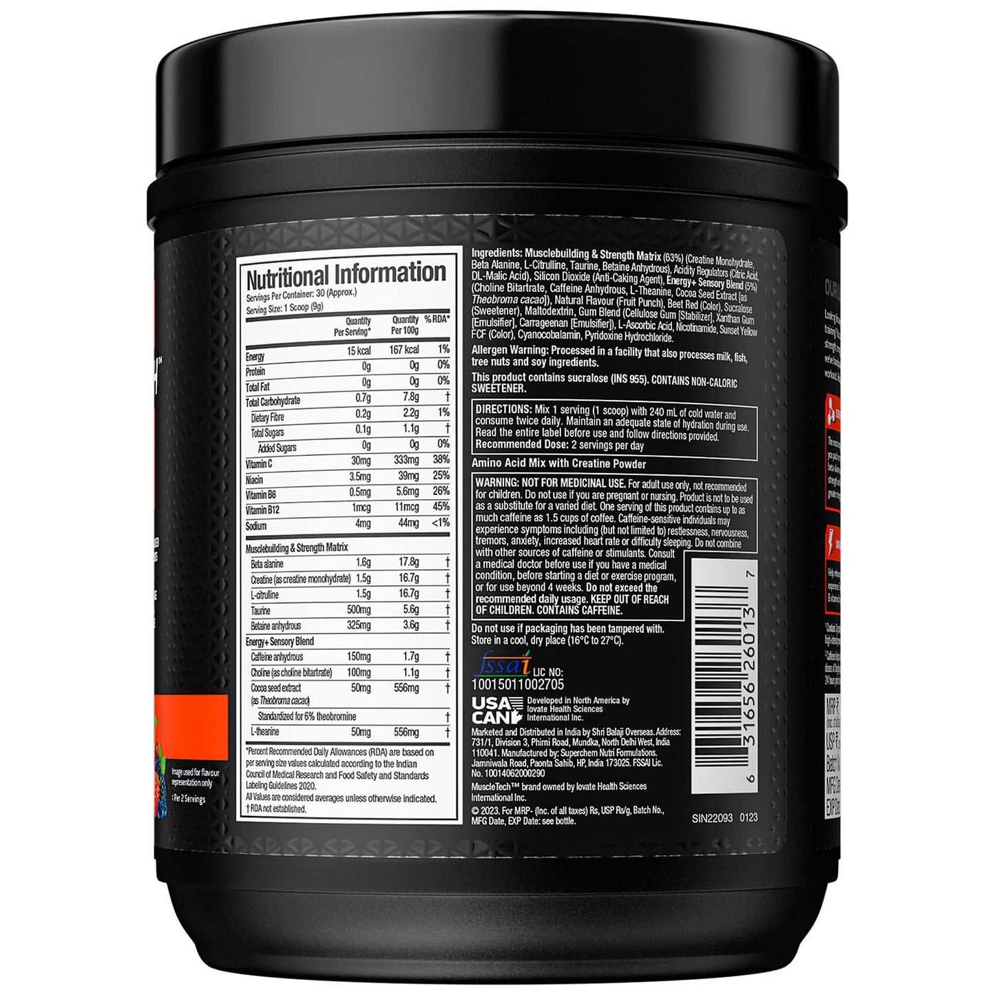 MuscleTech Vapor X5 Pre Workout Powder Support Energy and Performance with Creatine Monohydrate| Beta Alanine| L-Citrulline & Caffeine