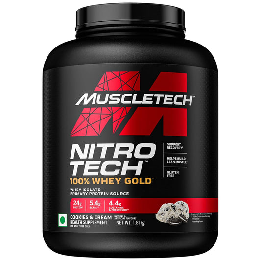 Muscletech Nitrotech 100% Whey Gold |Primary Source-Whey Protein Isolate| 24G Of Pure Protein For Enhanced Lean Muscle| Strength&Recovery| Gluten Free