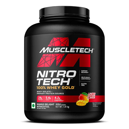 Muscletech Nitrotech 100% Whey Gold |Primary Source-Whey Protein Isolate| 24G Of Pure Protein For Enhanced Lean Muscle| Strength&Recovery| Gluten Free