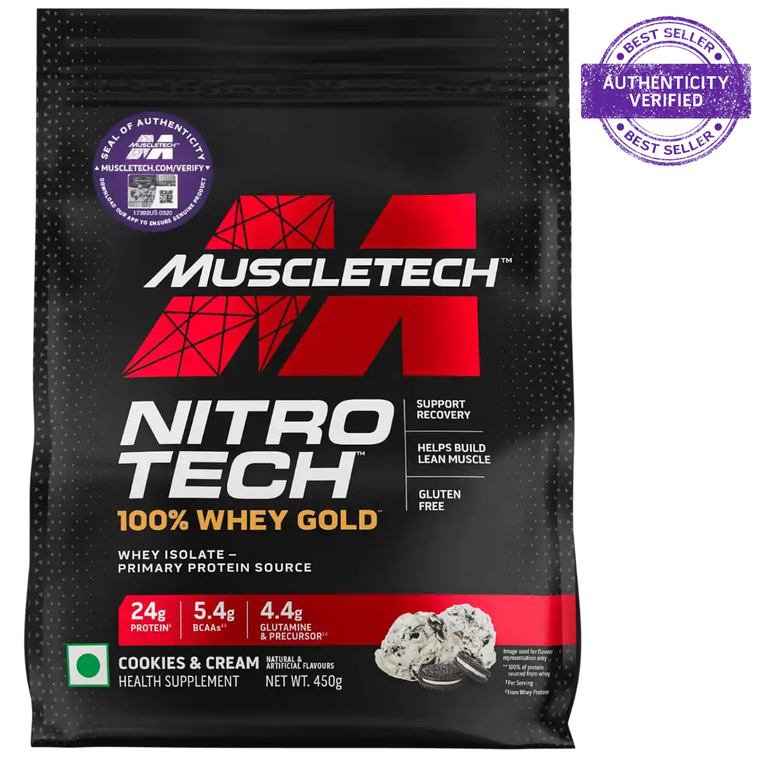 Muscletech Nitrotech 100% Whey Gold |Primary Source-Whey Protein Isolate| 24G Of Pure Protein For Enhanced Lean Muscle| Strength&Recovery| Gluten Free