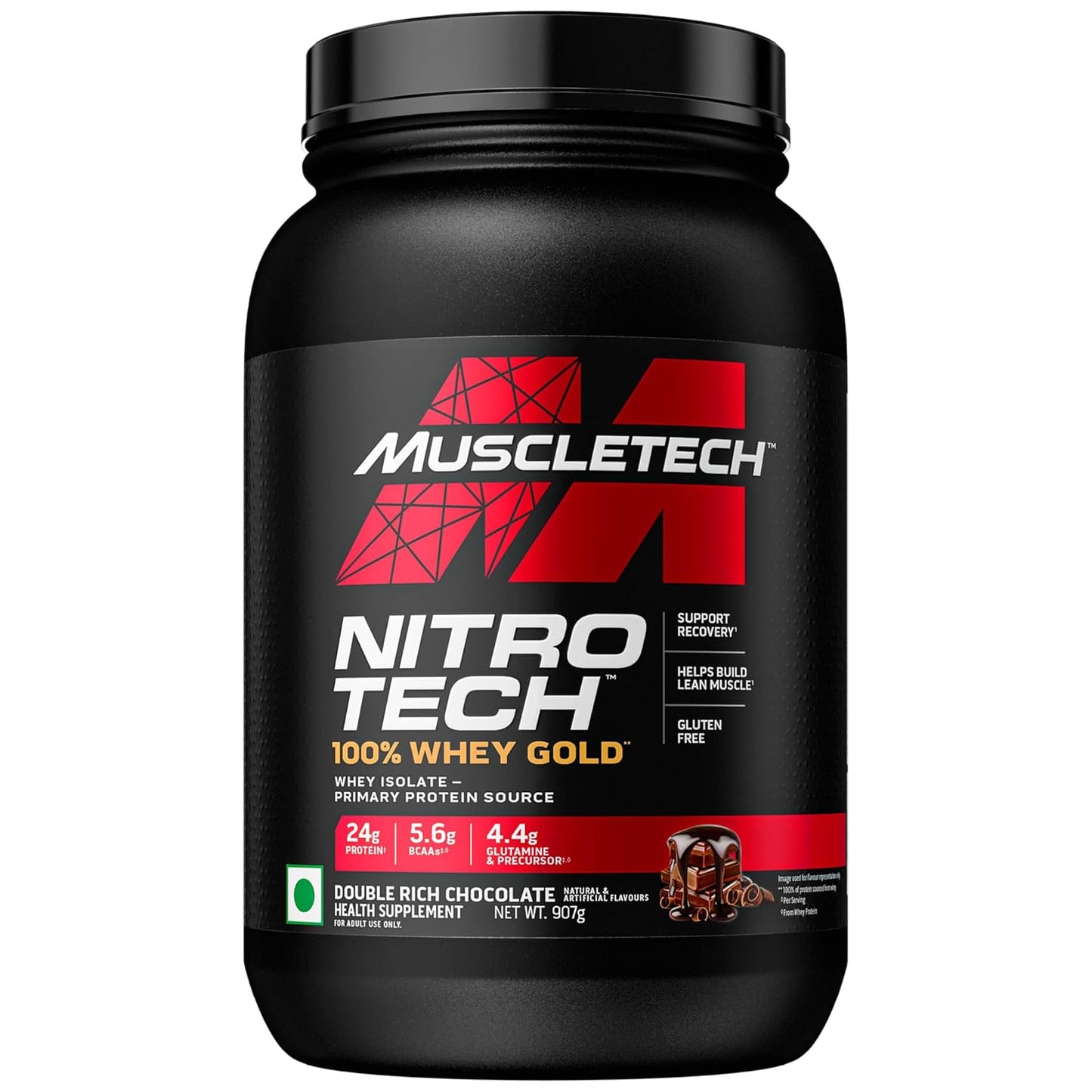 Muscletech Nitrotech 100% Whey Gold |Primary Source-Whey Protein Isolate| 24G Of Pure Protein For Enhanced Lean Muscle| Strength&Recovery| Gluten Free