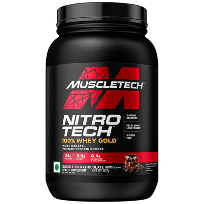 Muscletech Nitrotech 100% Whey Gold |Primary Source-Whey Protein Isolate| 24G Of Pure Protein For Enhanced Lean Muscle| Strength&Recovery| Gluten Free