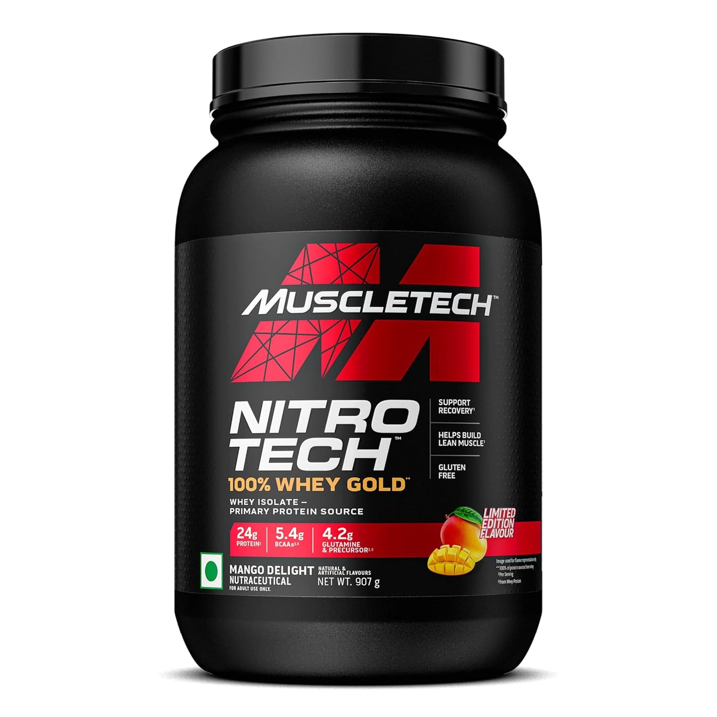 Muscletech Nitrotech 100% Whey Gold |Primary Source-Whey Protein Isolate| 24G Of Pure Protein For Enhanced Lean Muscle| Strength&Recovery| Gluten Free