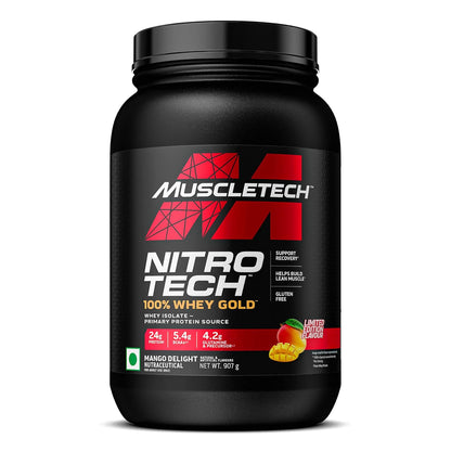 Muscletech Nitrotech 100% Whey Gold |Primary Source-Whey Protein Isolate| 24G Of Pure Protein For Enhanced Lean Muscle| Strength&Recovery| Gluten Free