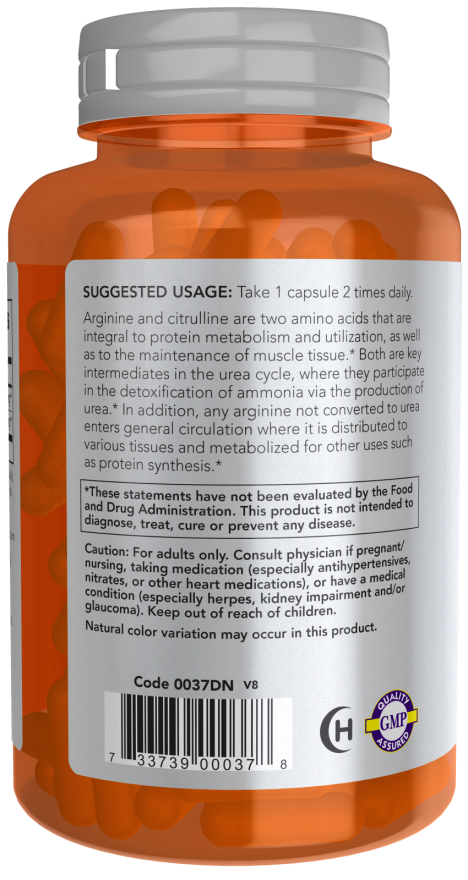 Now Foods | Arginine and Citrulline |500 mg / 250 mg Veg Capsules