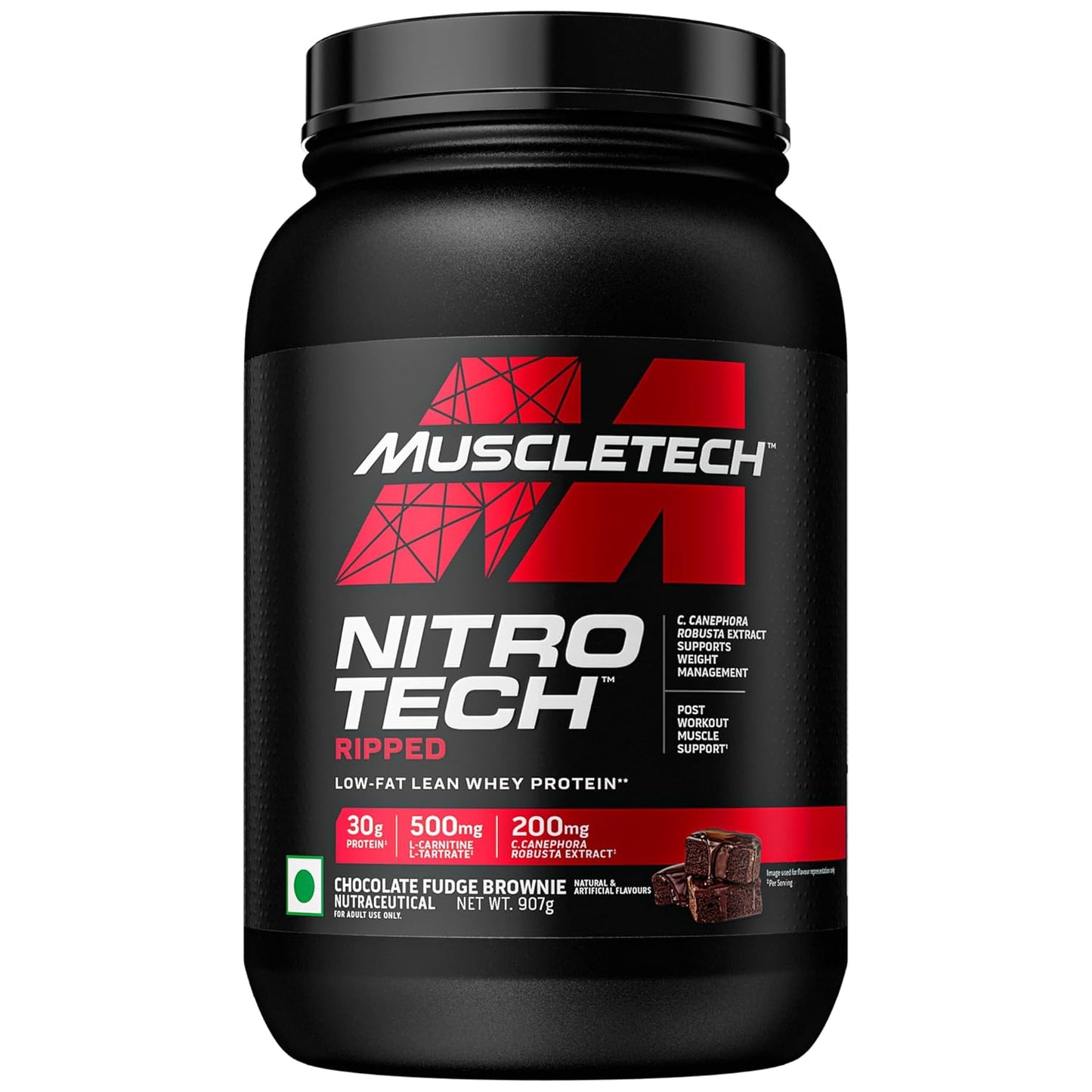 MuscleTech Nitrotech Ripped | Low Fat Lean Whey Protein| Weight Management| 30 G From Whey Protein| L-Carnitine & L-Tartrate| 200 Mg C