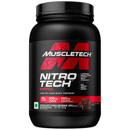 MuscleTech Nitrotech Ripped | Low Fat Lean Whey Protein| Weight Management| 30 G From Whey Protein| L-Carnitine & L-Tartrate| 200 Mg C
