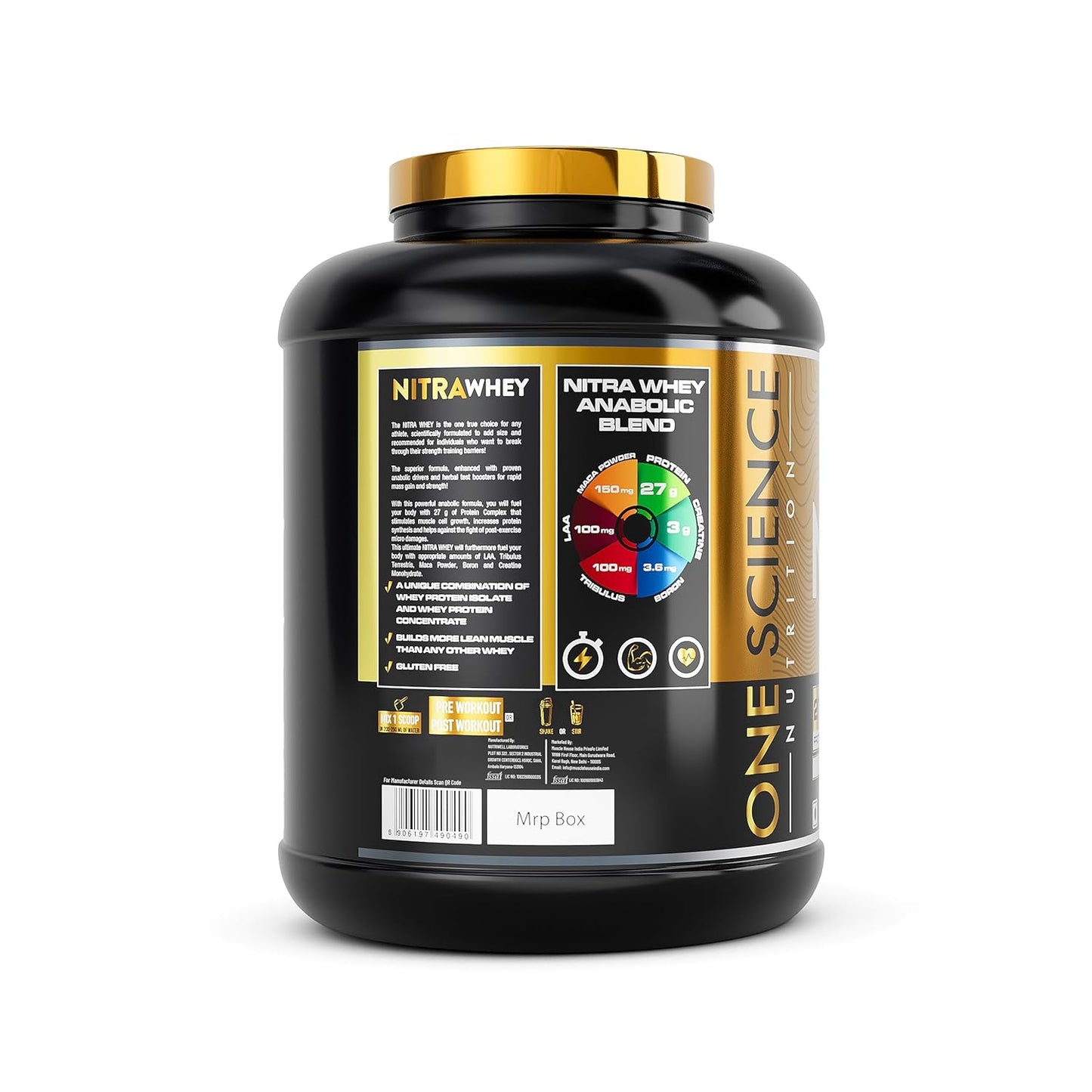 One Science Nutrition Nitra Whey Protein Powder Tiger Combo Pack | 27g Protein| 3g Creatine| 6.6g BCAA | With Testosterone Booster