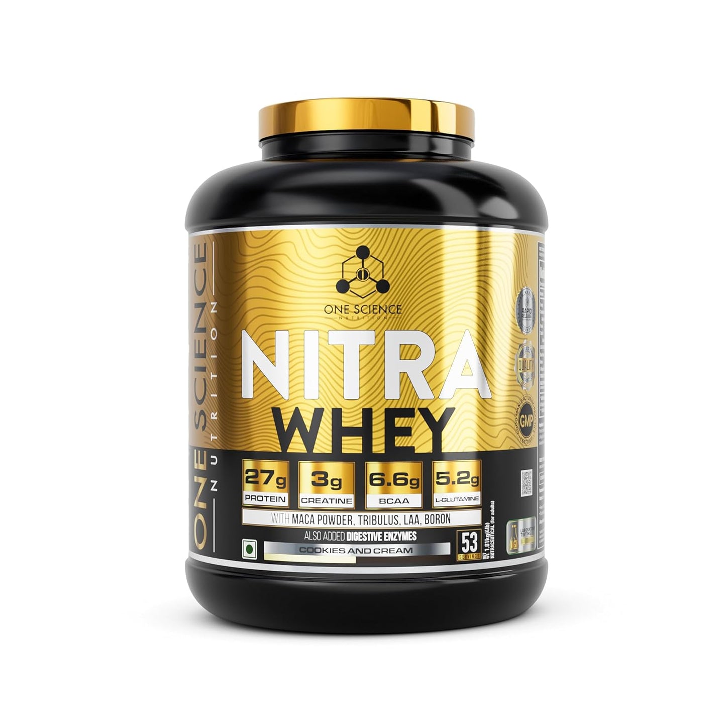 One Science Nutrition Nitra Whey Protein Powder Tiger Combo Pack | 27g Protein| 3g Creatine| 6.6g BCAA | With Testosterone Booster