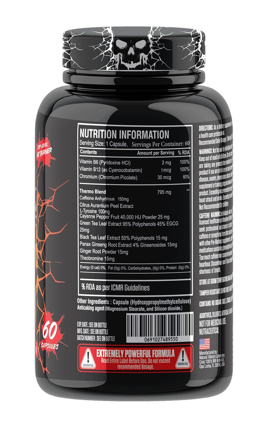 ONE SCIENCE NUTRITION (OSN) Skull Fire | Top Level Fat Burner | 60Cap