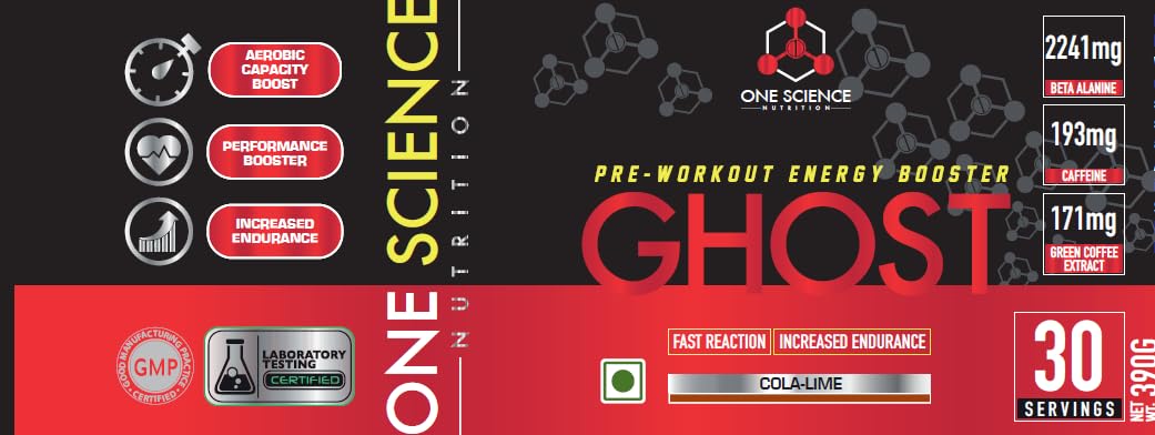 One Science Nutrition (OSN) Ghost Pre-Workout with Vitamin C and Green Tea Extract for Lean Muscles Building | Strength | Powerful Pumps | Next Generation Pre-workout Formulation | 30 Servings