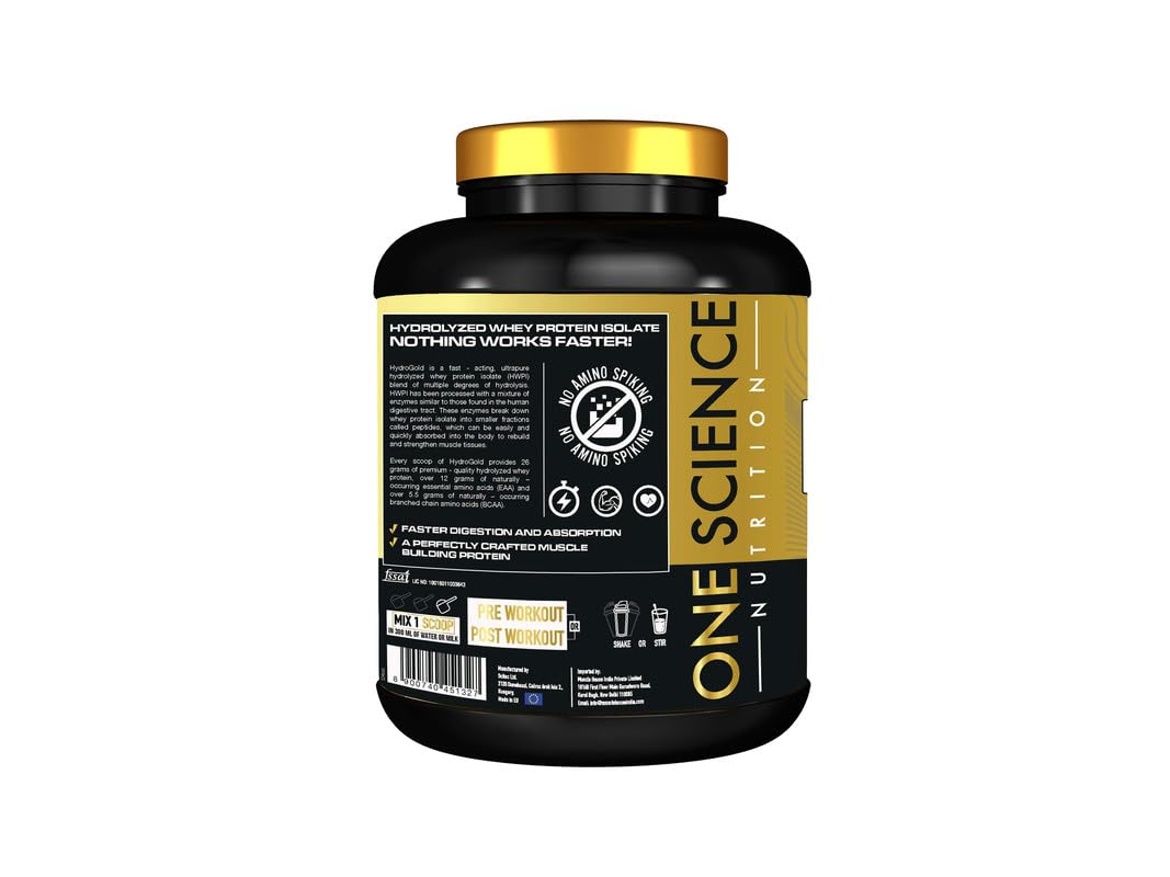 One Science Nutrition (OSN) HYDRO GOLD Protein Powder | 5lbs | Hydrolyzed Whey for easy digestion | highly-refined and low-calorie protein | 26g Isolate Protein | 5.5g BCAA