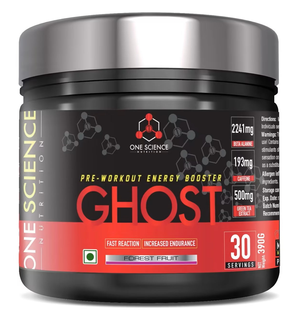 One Science Nutrition (OSN) Ghost Pre-Workout with Vitamin C and Green Tea Extract for Lean Muscles Building | Strength | Powerful Pumps | Next Generation Pre-workout Formulation | 30 Servings