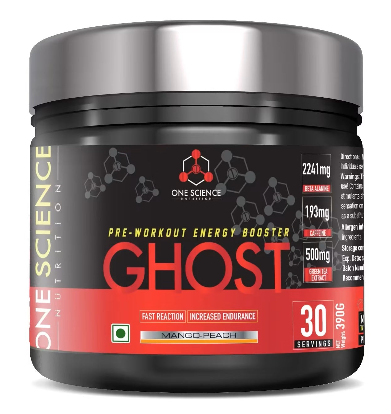 One Science Nutrition (OSN) Ghost Pre-Workout with Vitamin C and Green Tea Extract for Lean Muscles Building | Strength | Powerful Pumps | Next Generation Pre-workout Formulation | 30 Servings