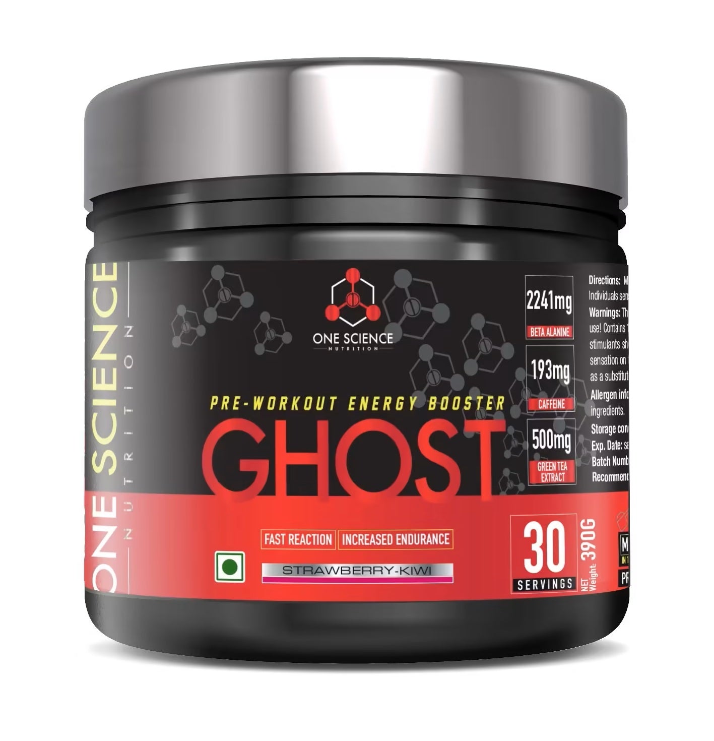 One Science Nutrition (OSN) Ghost Pre-Workout with Vitamin C and Green Tea Extract for Lean Muscles Building | Strength | Powerful Pumps | Next Generation Pre-workout Formulation | 30 Servings