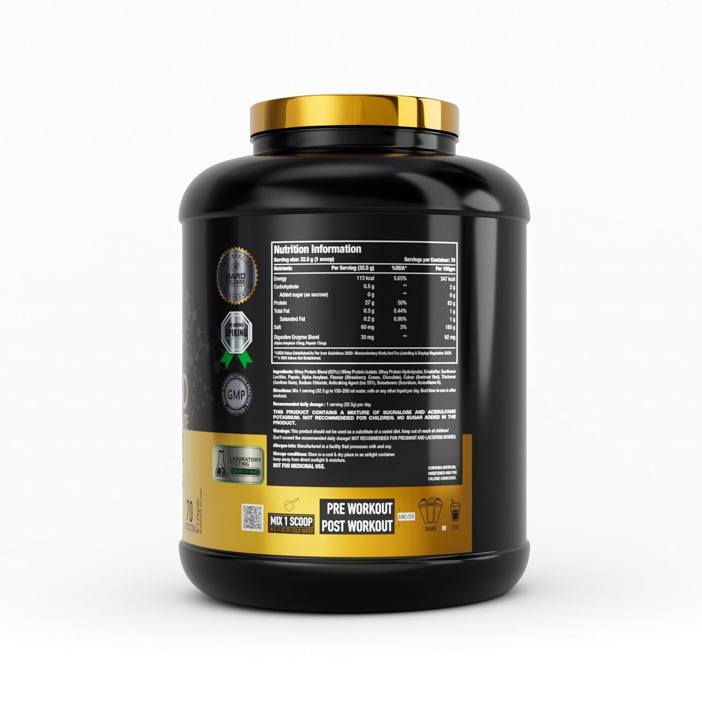 One Science Nutrition (OSN) Iso Gold Whey Protein Grass Fed Whey | 27g Protein | 5.3g Glutamine | 6.4g BCAA