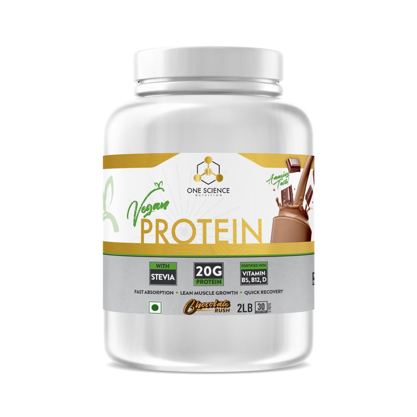One Science Nutrition (OSN) Vegan Protein Powder | Plant Source Protein | With Added Stevia |Fast Absorption & Recovery | Lean Muscle Growth | 20g Protein + Vitamin B5, B12, D | Chocolate Rush