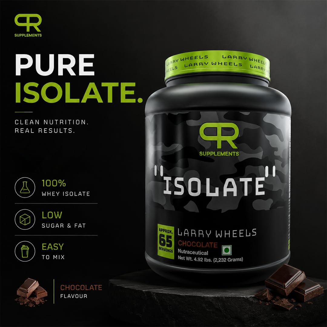 PR Supplements Larry Wheels 100% Whey Protein Isolate Powder | 27g Protein Per Serving | Fast Absorption | Lean Muscle & Recovery | Low Sugar | Easy Digesting