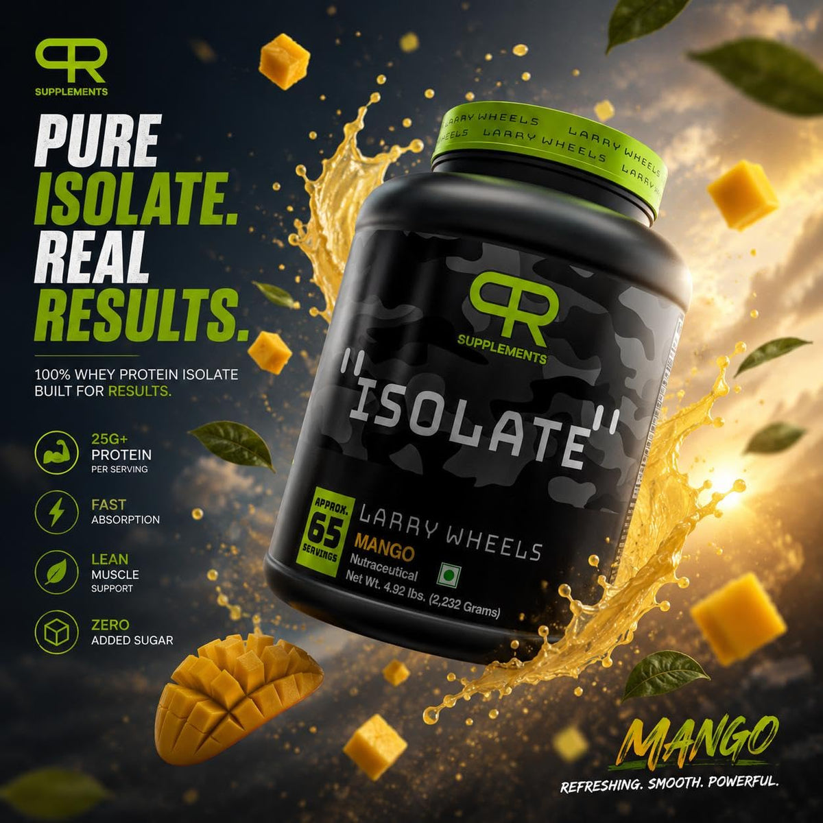 PR Supplements Larry Wheels 100% Whey Protein Isolate Powder | 27g Protein Per Serving | Fast Absorption | Lean Muscle & Recovery | Low Sugar | Easy Digesting