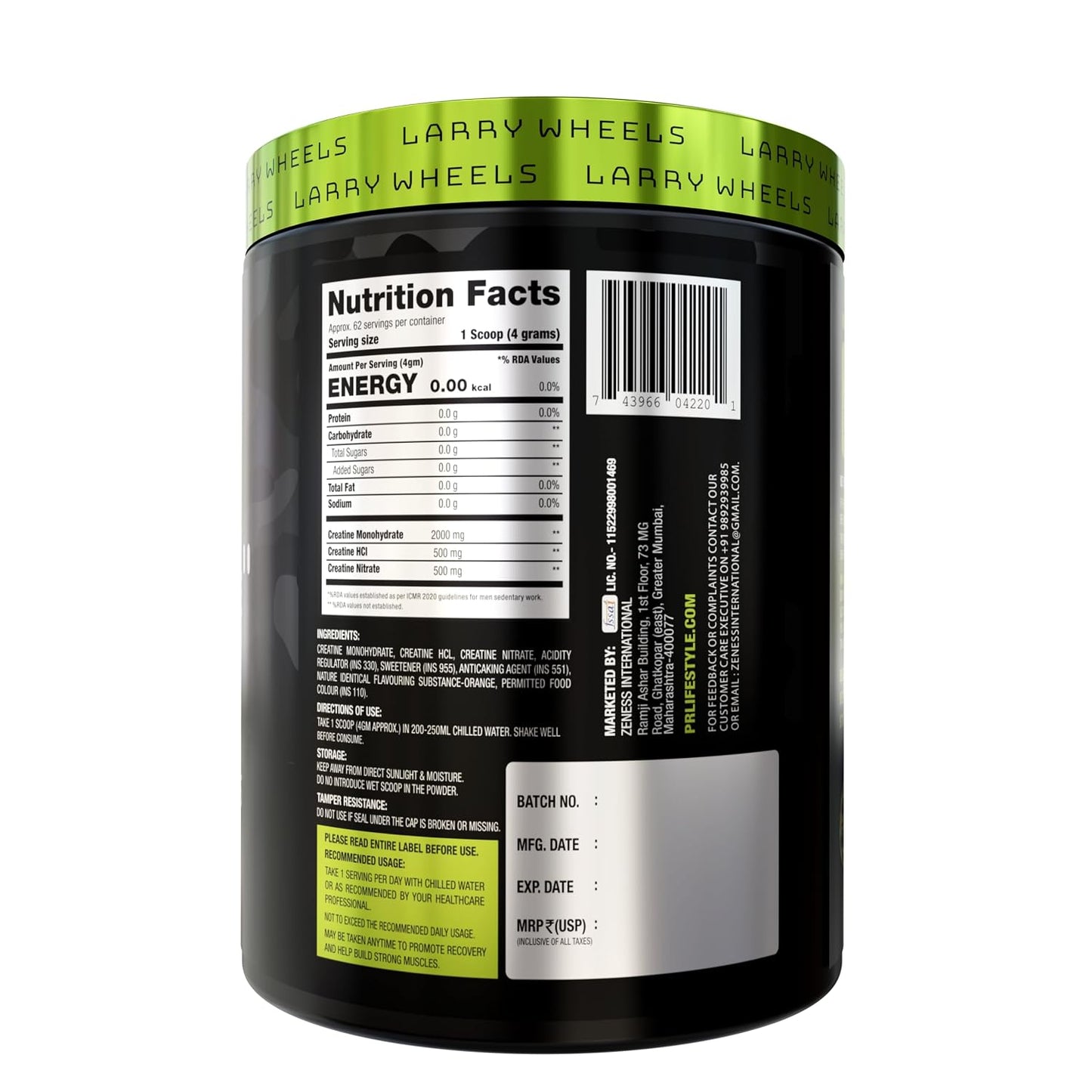 PR Supplements Larry Wheels Tri Creatine Powder