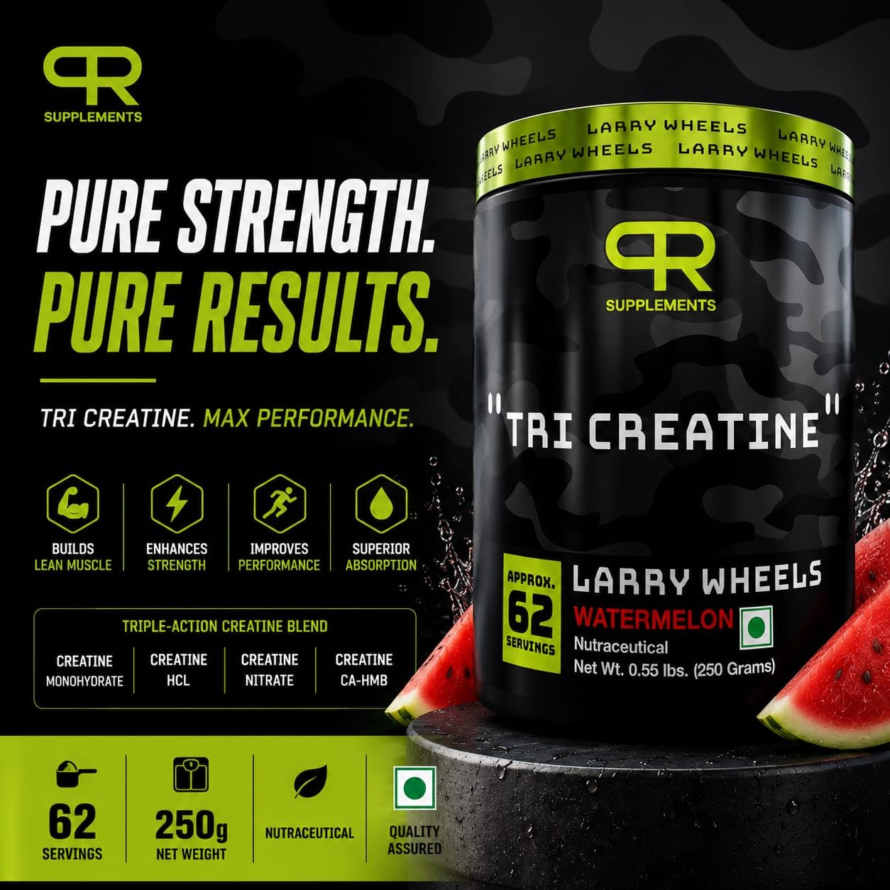 PR Supplements Larry Wheels Tri Creatine Powder