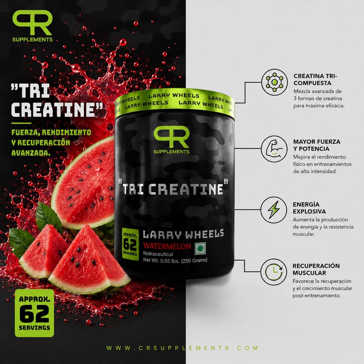 PR Supplements Larry Wheels Tri Creatine Powder