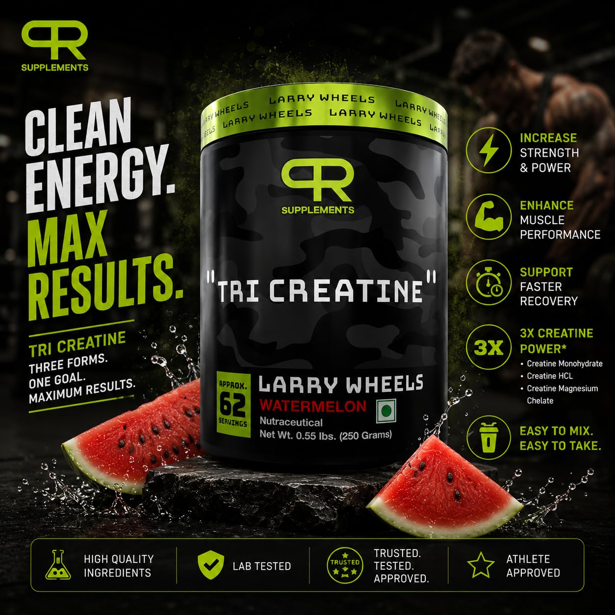 PR Supplements Larry Wheels Tri Creatine Powder
