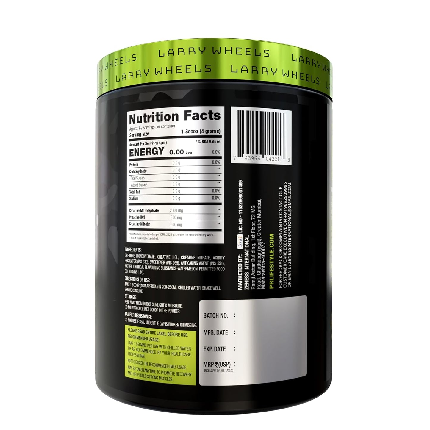 PR Supplements Larry Wheels Tri Creatine Powder