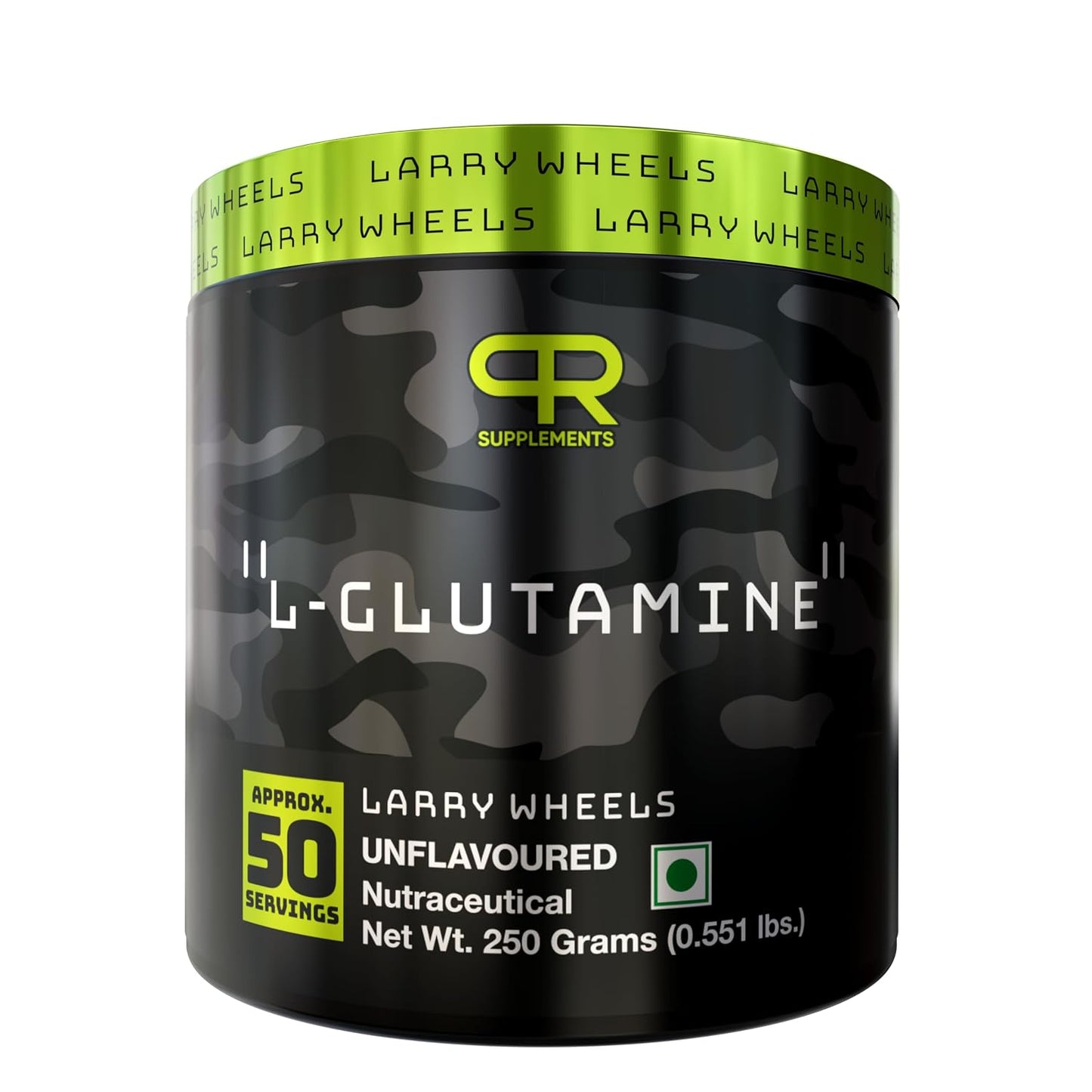 PR Supplements Larry Wheels L-Glutamine Powder 5000mg Per Serving| Supports Muscle Recovery| Lean Muscle Growth & Workout Recovery