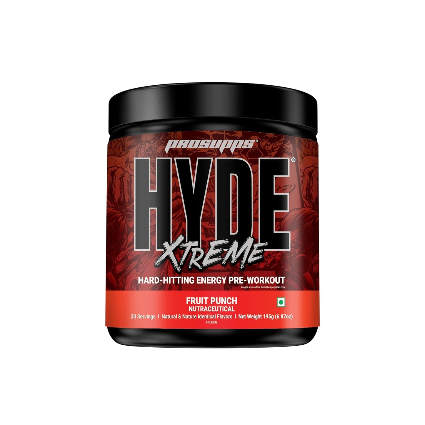 Prosupps Hyde Xtreme |Hard Hitting Energy Pre Workout Supplement | Caffeine| Beta-alanine| Creatine HCl| L-arginine | For Muscle Pump| Vascularity| Strength and Focus