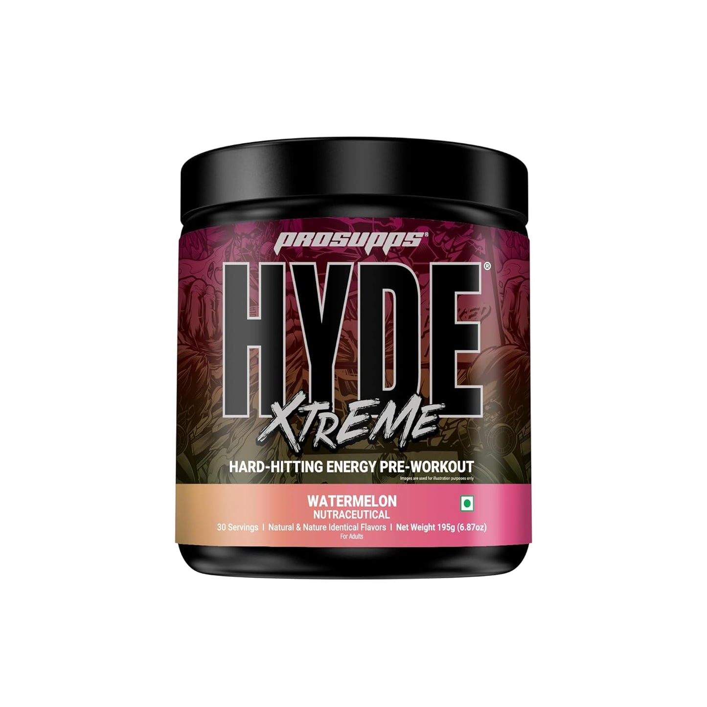 Prosupps Hyde Xtreme |Hard Hitting Energy Pre Workout Supplement | Caffeine| Beta-alanine| Creatine HCl| L-arginine | For Muscle Pump| Vascularity| Strength and Focus