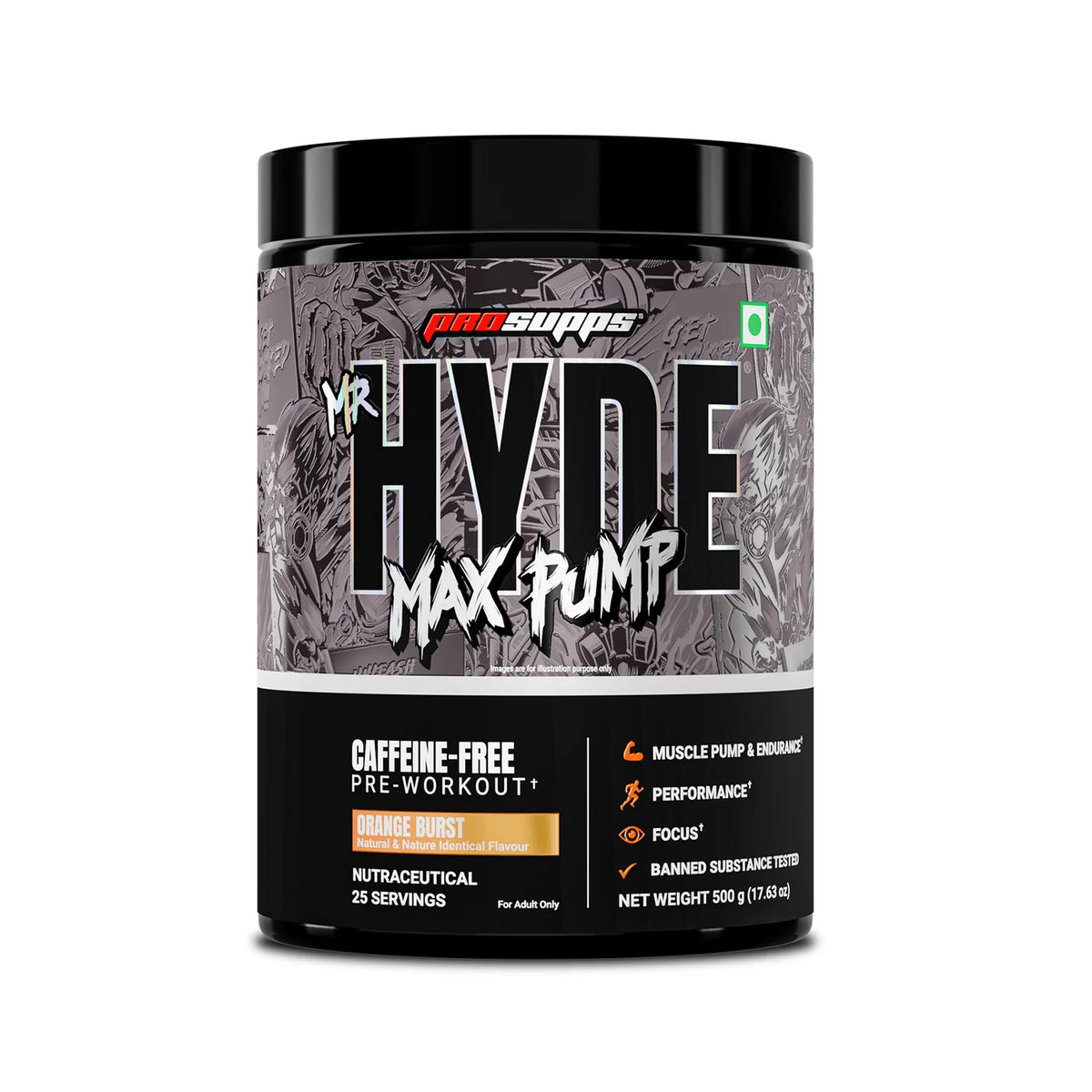 Prosupps Hyde Max Pump Pre workout Supplement | Caffeine Free Pre workout Supplement for Men and Women | Explosive Energy, Pump and Endurance | Taurine, L Citrulline, Beta Alanine