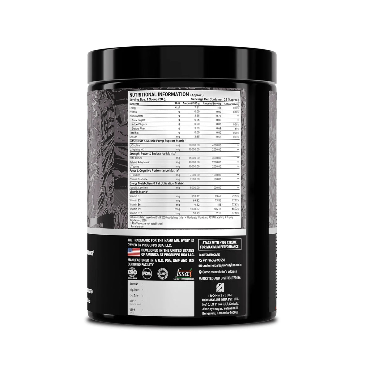 Prosupps Hyde Max Pump Pre workout Supplement | Caffeine Free Pre workout Supplement for Men and Women | Explosive Energy, Pump and Endurance | Taurine, L Citrulline, Beta Alanine