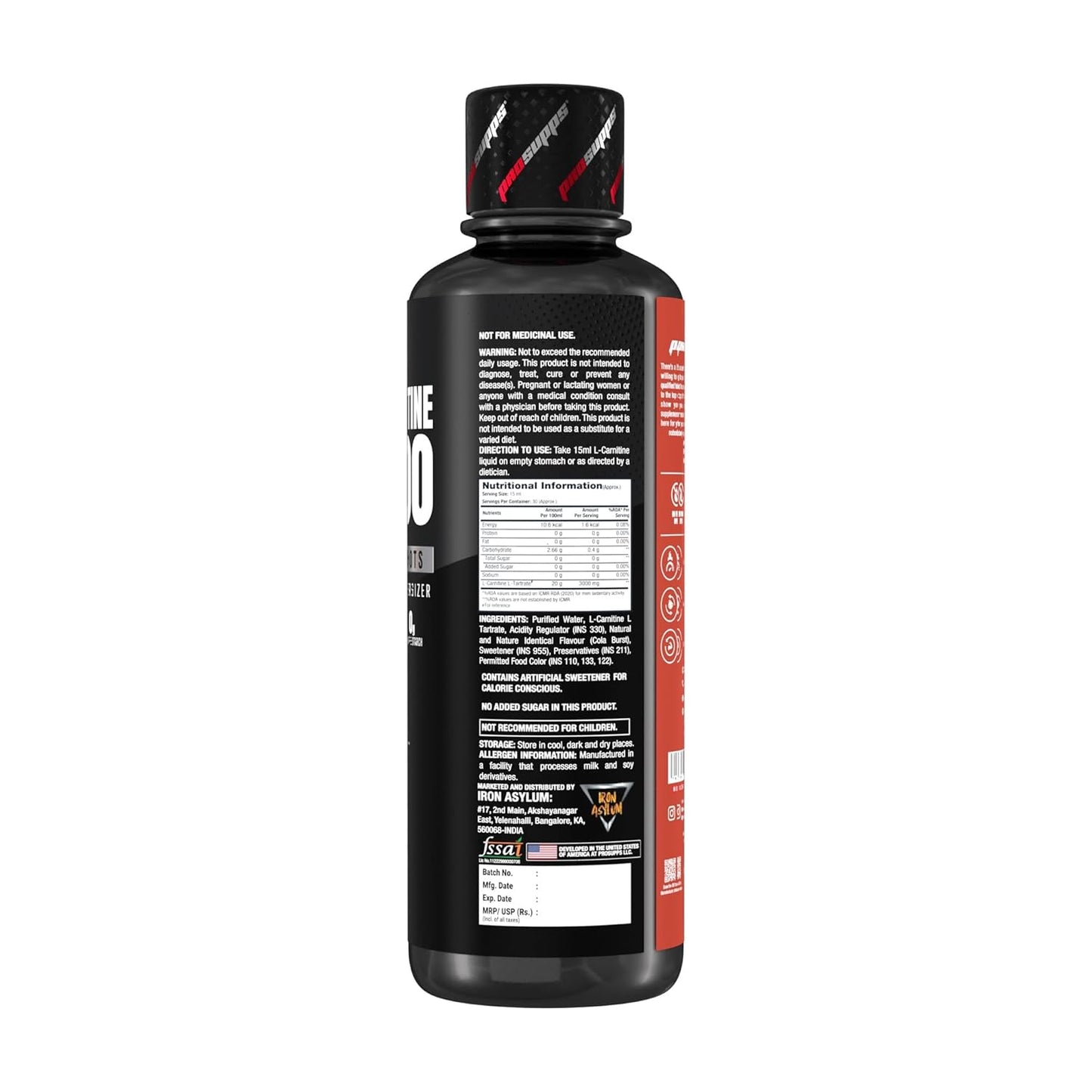 PROSUPPS L-Carnitine 3000mg | Supports Energy Metabolism & Endurance | Zero Added Sugar | No FD&C Dyes | Gluten & Starch Free | For Men & Women