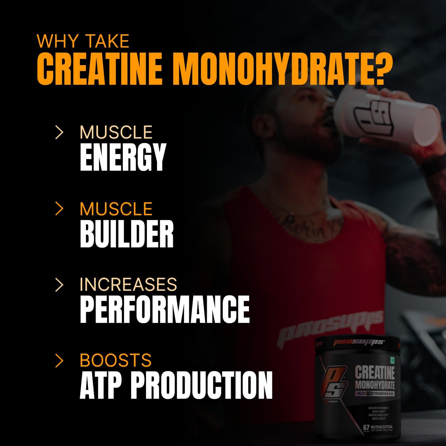 Prosupps Creatine Monohydrate | Creatine for Performance, Energy, Power | Pre workout for Men and Women