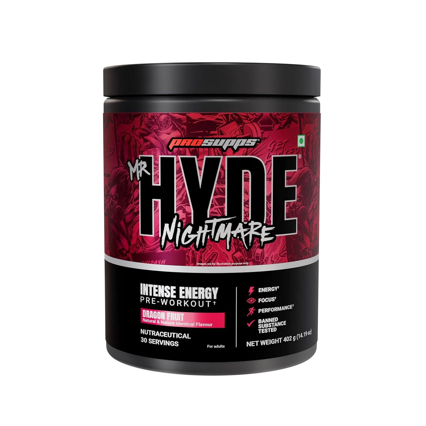 PROSUPPS Hyde Nightmare Pre-Workout Powder | 6000mg L-Citrulline| 3200mg Beta-Alanine | Supports Muscle Health | Banned Substance Tested | For Men & Women | Vegan