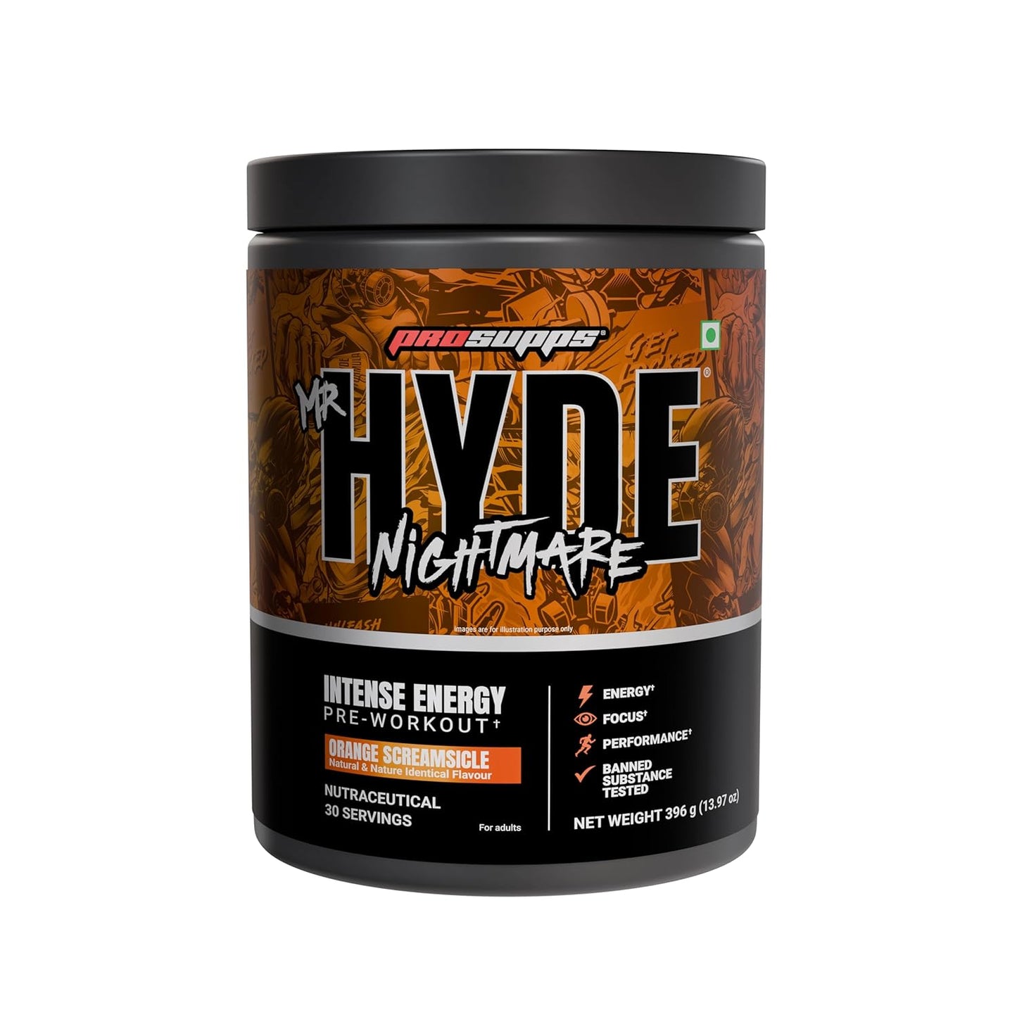 PROSUPPS Hyde Nightmare Pre-Workout Powder | 6000mg L-Citrulline| 3200mg Beta-Alanine | Supports Muscle Health | Banned Substance Tested | For Men & Women | Vegan