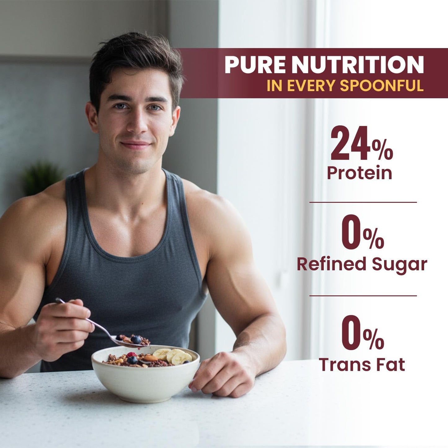Pintola High Protein Muesli | 24g Protein| High Fibre| Trans Fat Free with Brown Sugar| Real Fruits| Muesli for Breakfast Food