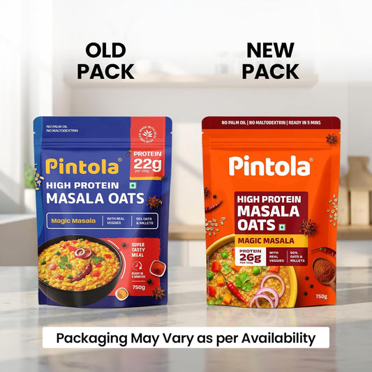 Pintola 22g High Protein Masala Oats | Breakfast Cereal with High Fiber & Veggies| No Palm Oil| No Preservatives| 5 min Healthy Snack| Helps Manage Weight| Gym Endurance & Gut Friendly