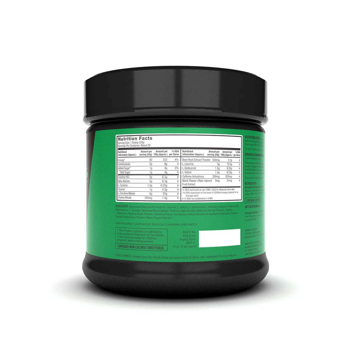 PRE JYM High Performance Pre-Workout | 6g BCAAs & Citrulline Malate| 2g Creatine HCL & Beta-Alanine