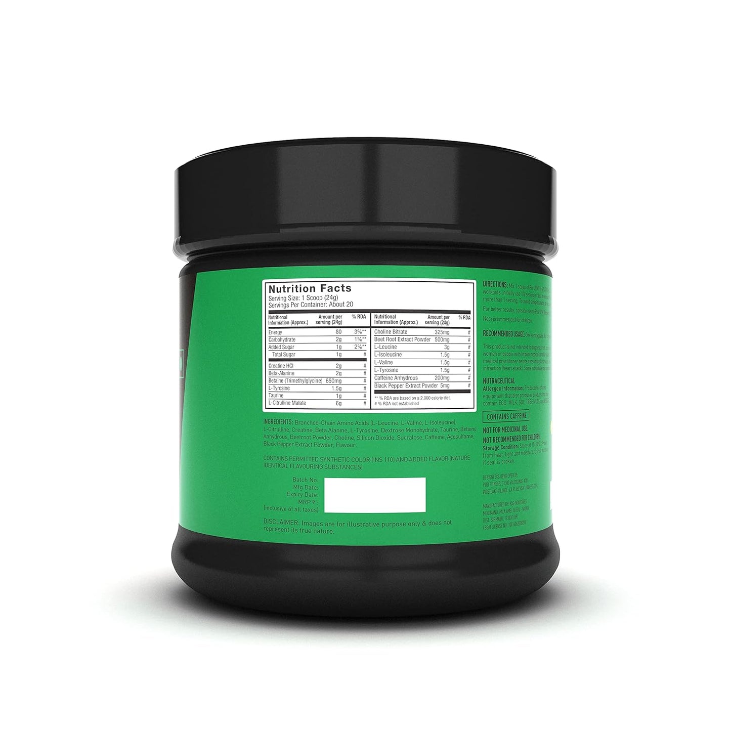 PRE JYM High Performance Pre-Workout | 6g BCAAs & Citrulline Malate| 2g Creatine HCL & Beta-Alanine