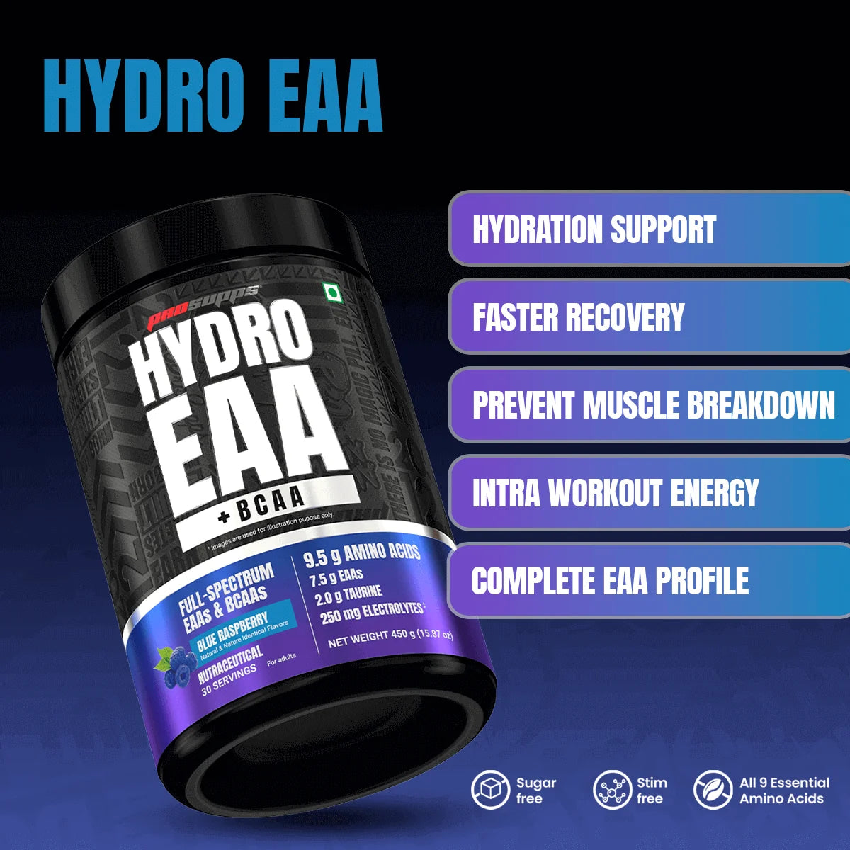 Prosupps Hydro EAA +BCAA Energy Drink for Recovery | Pre, Post, Intra workout Supplement | Essential Amino Acids | Muscle Protein Synthesis | Electrolytes| L-Glutamine| L-Arginine