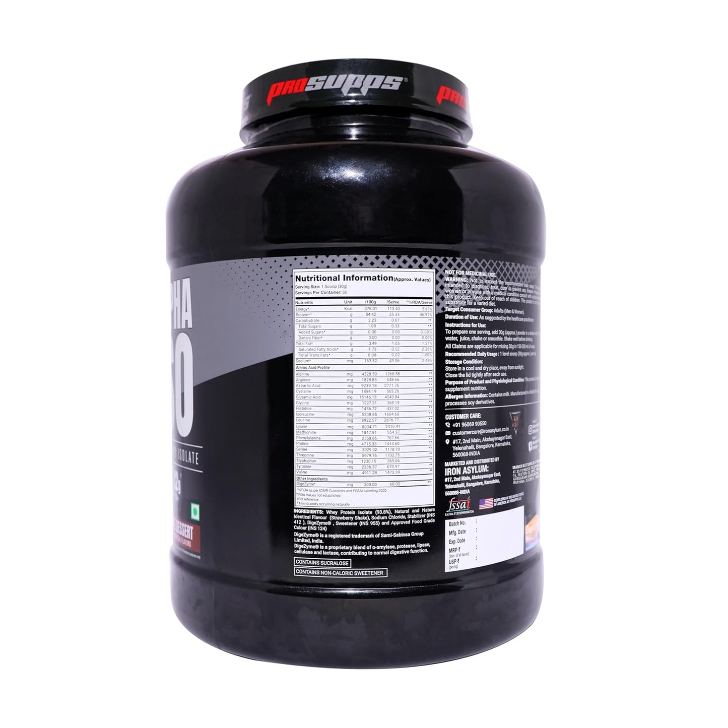 PS PROSUPPS Alpha Iso Premium Whey Isolate |Whey Protein Isolate For Muscle Growth&Recovery | Isolate Whey Protein For Muscle Gain| 25G Protein | 12G Eaa | Zero Sugar