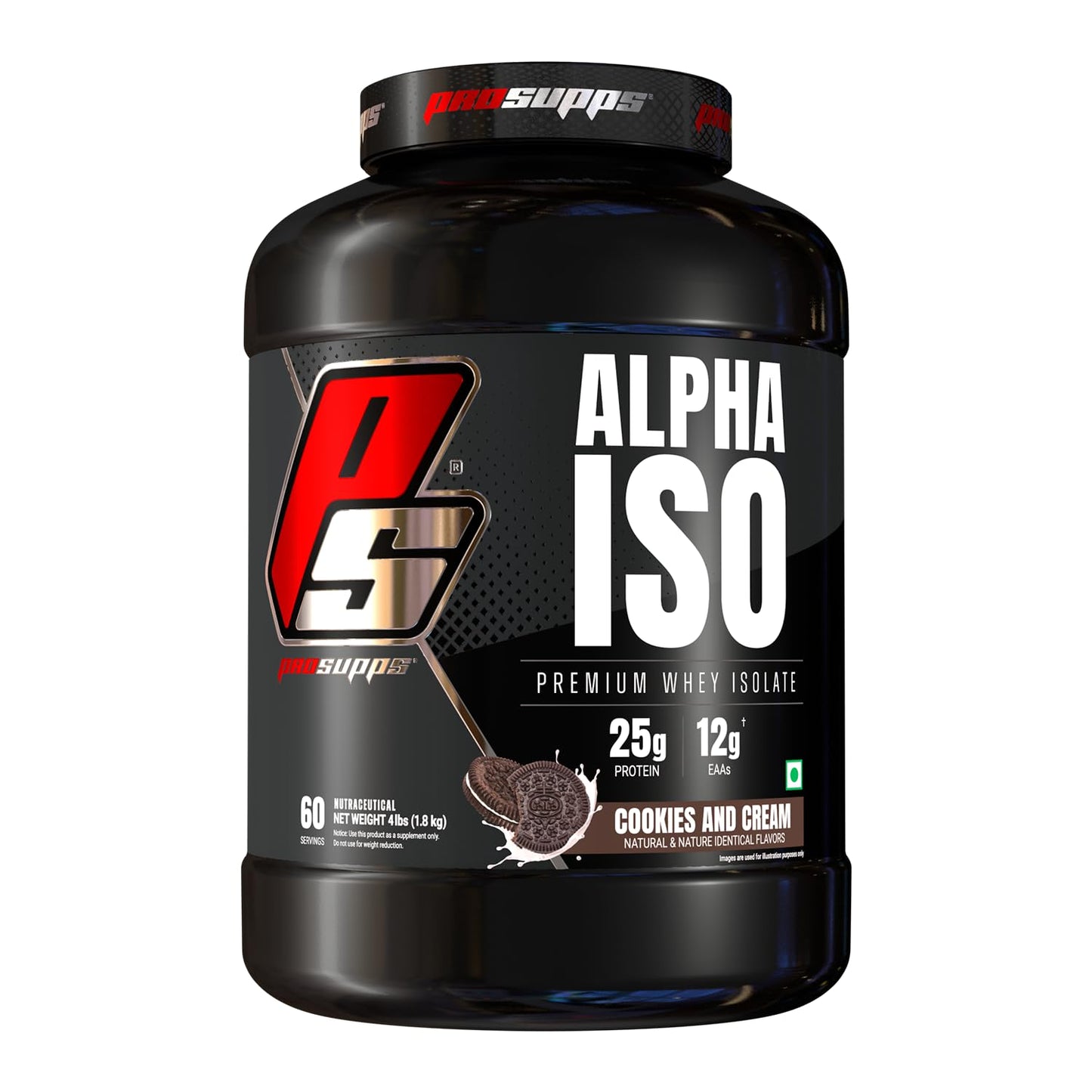 PS PROSUPPS Alpha Iso Premium Whey Isolate |Whey Protein Isolate For Muscle Growth&Recovery | Isolate Whey Protein For Muscle Gain| 25G Protein | 12G Eaa | Zero Sugar