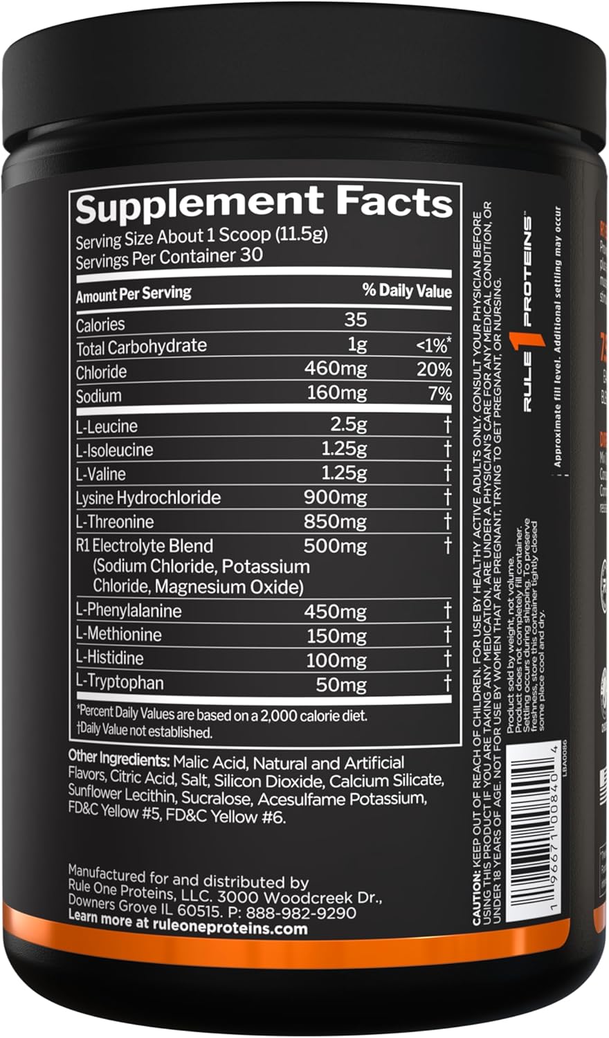 Rule1 Essential Amino 9 | Recovery & Hydration Support with 7.5g of Essential Amino Acids + Electrolytes