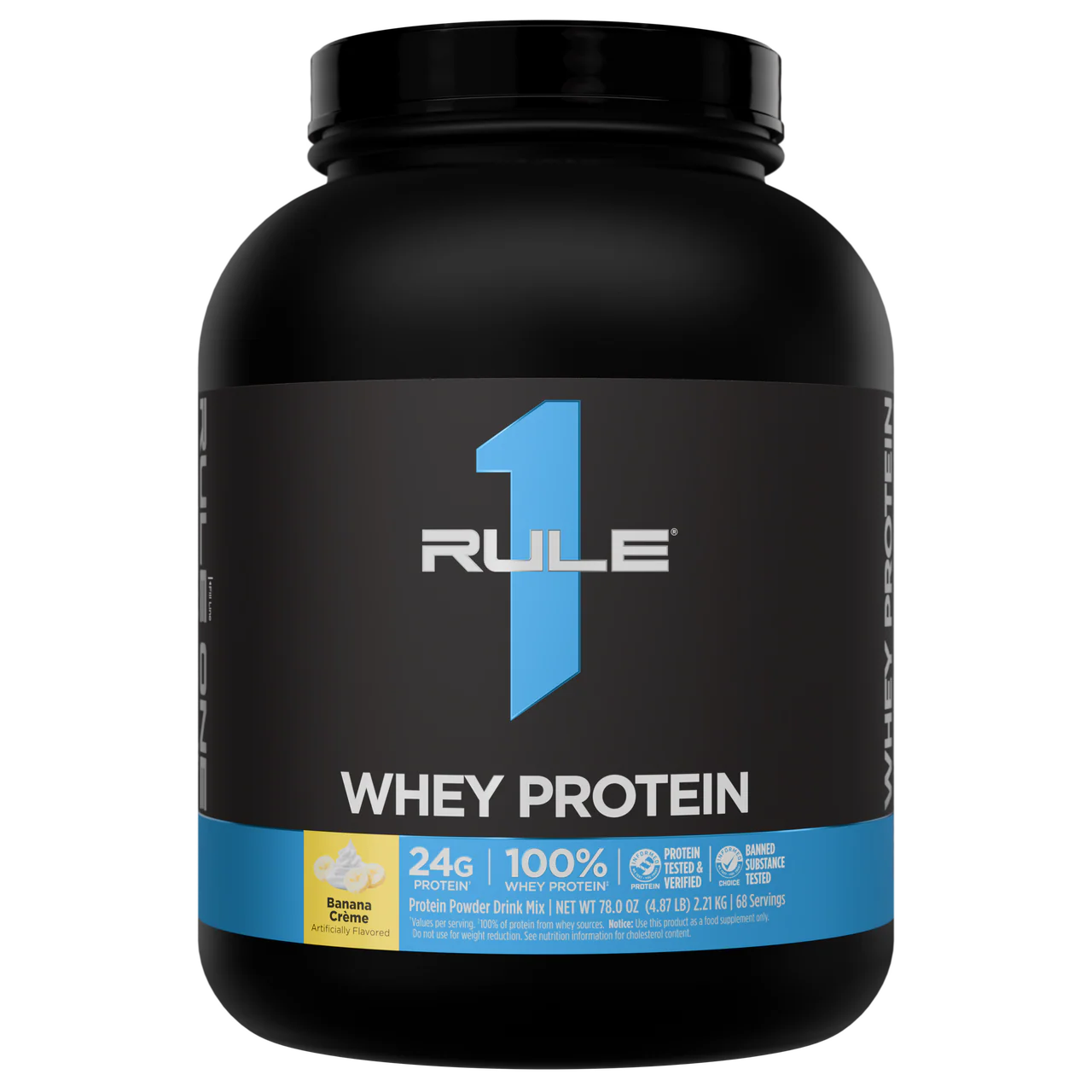 Rule1 Whey Protein |24g Fast-Acting Protein from All-Whey Sources with Naturally Occurring EAAs & BCAAs for Workout Recovery or Anytime Use