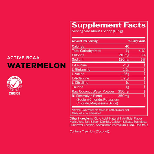 Rule 1 Active BCAA | Performance| Hydration| and Recovery Support with 5g BCAAs + Electrolytes| L-Glutamine| and Citrulline |30 Servings
