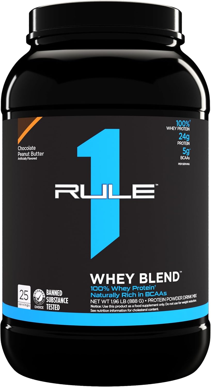 Rule One Proteins | R1 Whey Blend | 24g Fast-Acting Whey Protein Concentrates | Isolates | and Hydrolysates Per Serving | with Naturally Occurring EAAs and BCAAs