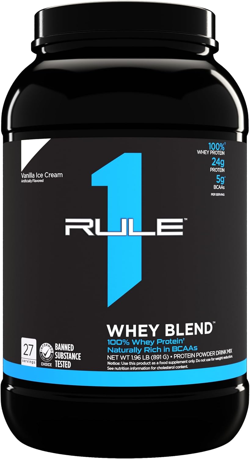 Rule One Proteins | R1 Whey Blend | 24g Fast-Acting Whey Protein Concentrates | Isolates | and Hydrolysates Per Serving | with Naturally Occurring EAAs and BCAAs