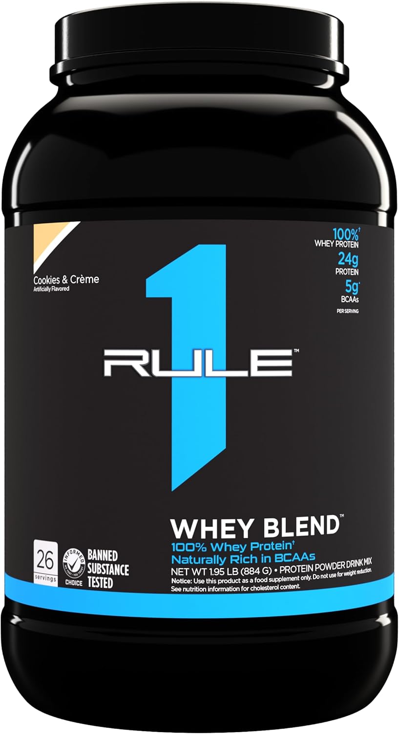 Rule One Proteins | R1 Whey Blend | 24g Fast-Acting Whey Protein Concentrates | Isolates | and Hydrolysates Per Serving | with Naturally Occurring EAAs and BCAAs